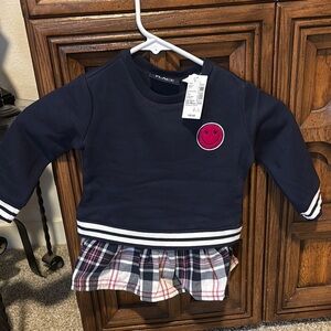 Navy Blue Plaid Smiley Face Dress